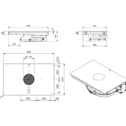 Flächeninduktions-Kochfeld mit integriertem Kochfeldabzug - Umluft, matte Glaskeramik PUXU2R